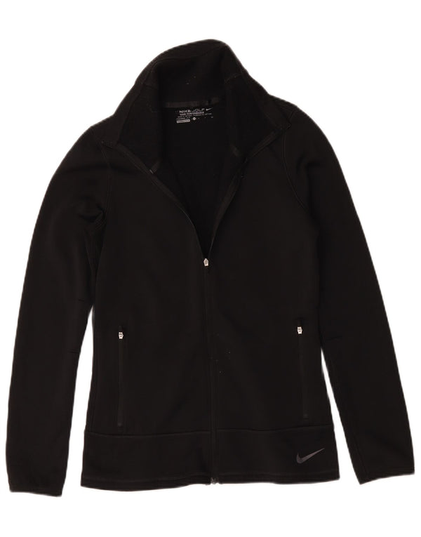 Nike Damen Therma-Fit Trainingsanzug Top Jacke UK 10 Small Schwarz Polyester