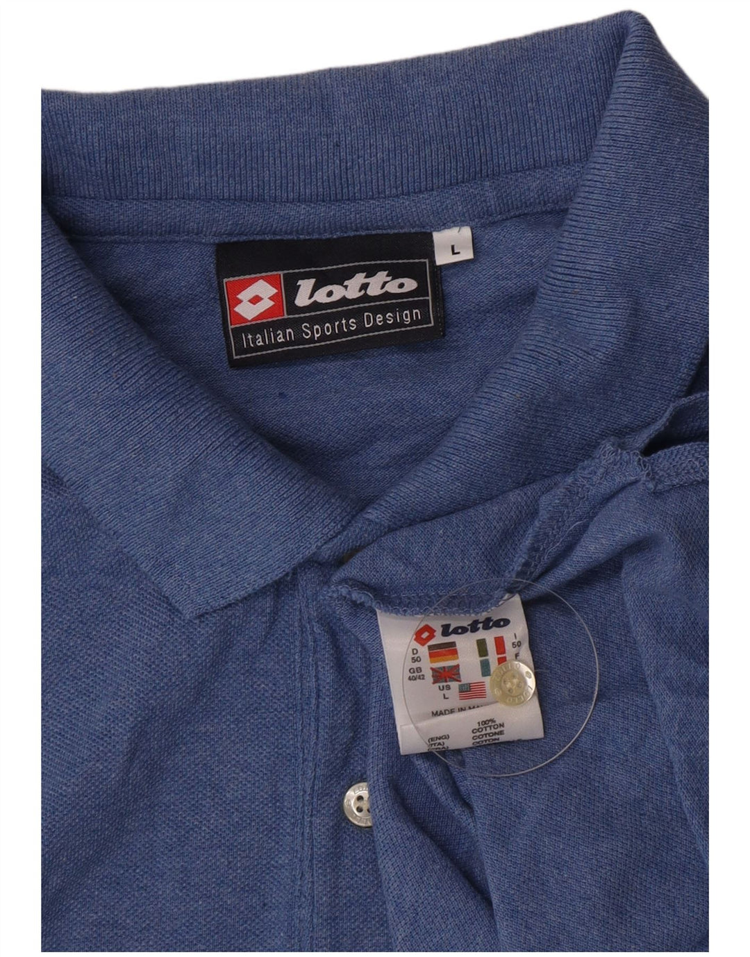 Lotto Herren-Poloshirt, groß, blaue Baumwolle
