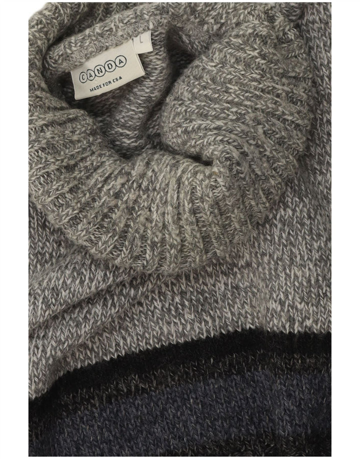 C&A Herren Canda Rollkragenpullover, Größe L, Grau, Farbblock