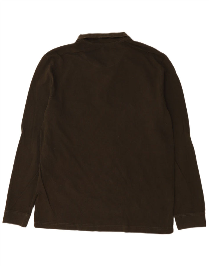 Farah Herren-Langarm-Poloshirt, große Khaki-Baumwolle