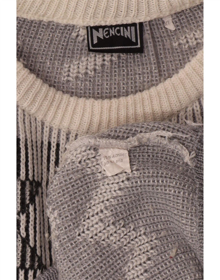 VINTAGE Herren Pullover mit U-Boot-Ausschnitt XL Off White Fair Isle Classic