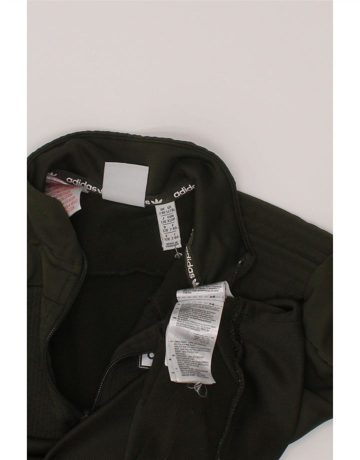 Adidas Jungen Grafik-Sweatshirt mit Reißverschluss am Hals, 7–8 Jahre, grünes Polyester