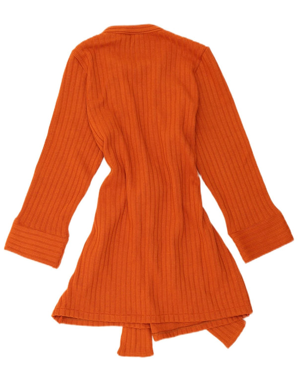 Vintage Damen Longline Cardigan Pullover UK 8 Small Orange