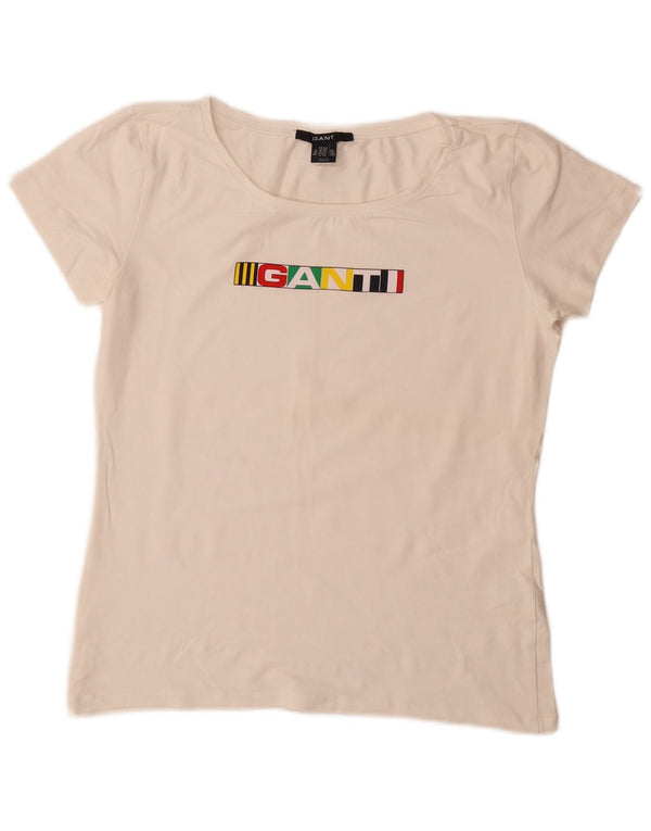 Gant Damen-T-Shirt mit Grafik, UK 20 2XL, weiße Baumwolle