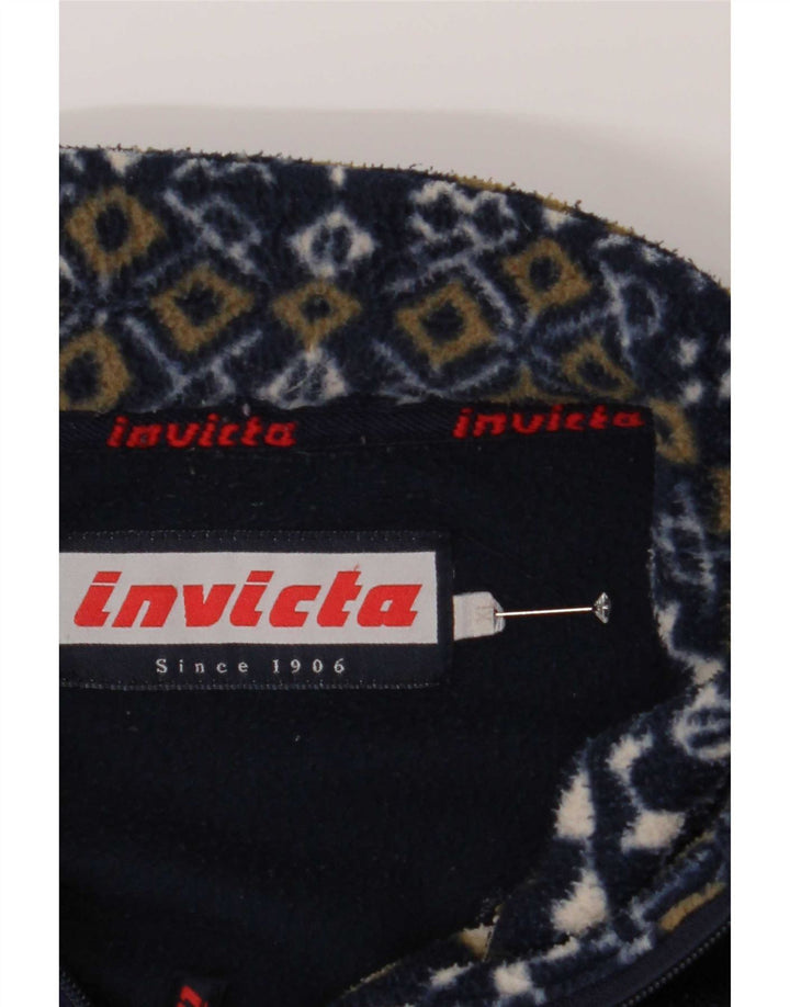 Invicta Herren-Fleecepullover mit Reißverschluss, XL, marineblaues geometrisches Polyester