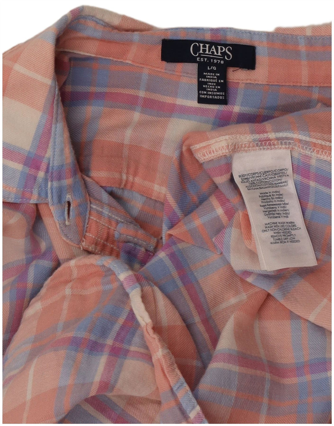 Chaps Damen-Flanellhemd, UK 16, groß, rosa kariert, Baumwolle