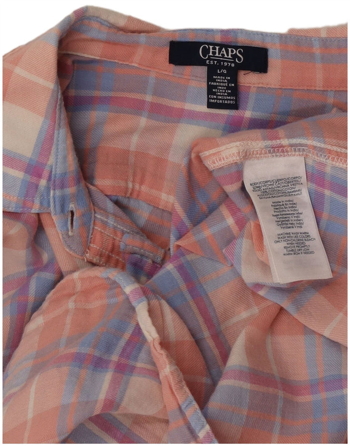Chaps Damen-Flanellhemd, UK 16, groß, rosa kariert, Baumwolle