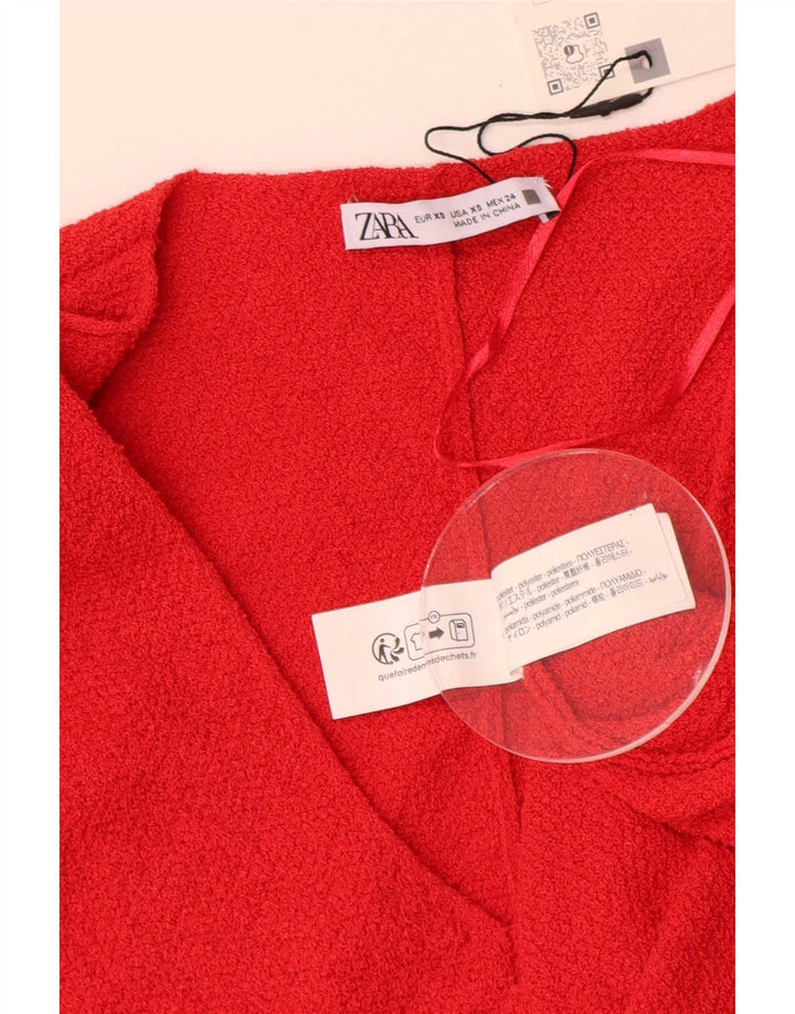Zara Damen-Oberteil, übergroß, 3/4-Ärmel, UK 6, XS, Rot, Polyester