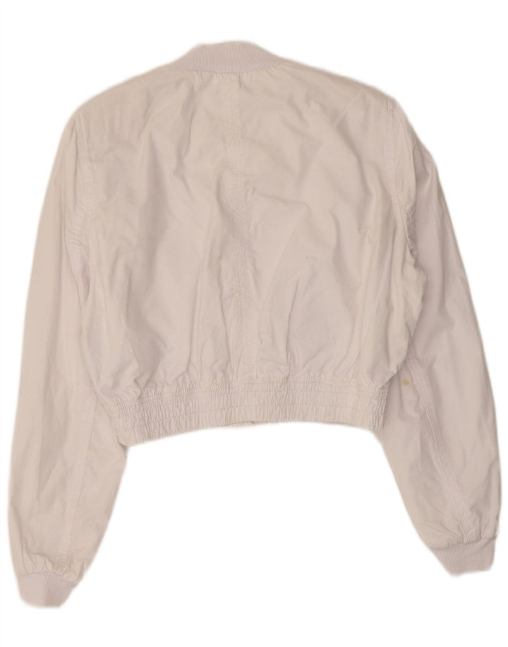 Zara Damen Übergroße Bomberjacke UK 10 Small Weiße Baumwolle