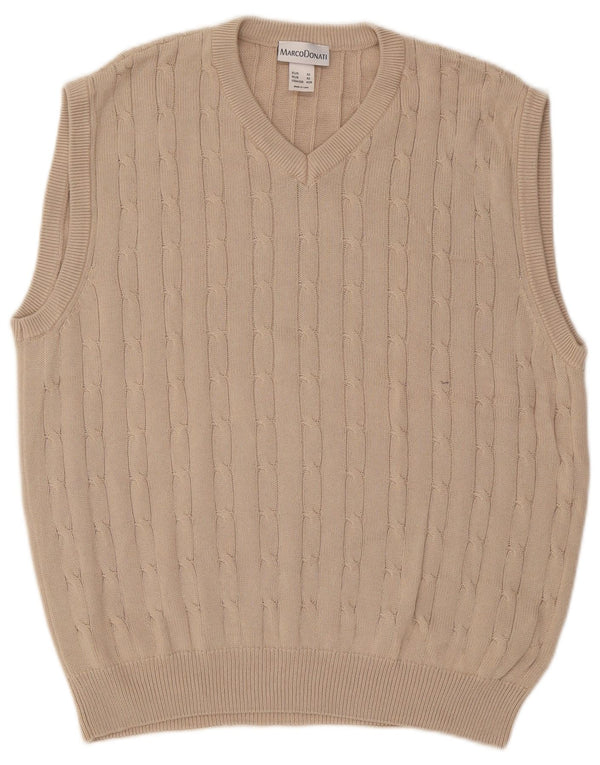 Vintage Herren Weste Tank Top UK 42 Große Beige Baumwolle