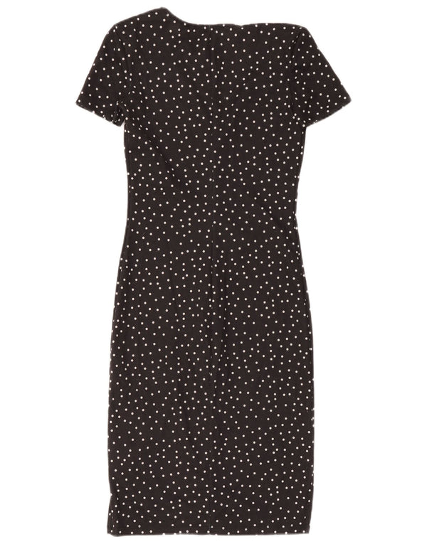 Zara Damen Etuikleid UK 8 Small Schwarz gepunktetes Polyester