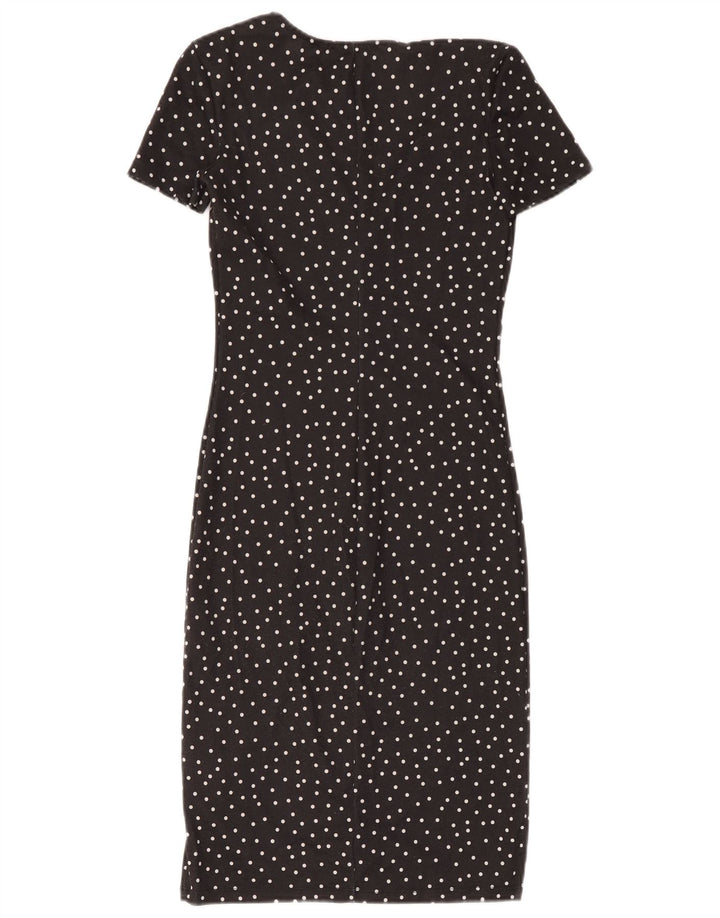 Zara Damen Etuikleid UK 8 Small Schwarz gepunktetes Polyester
