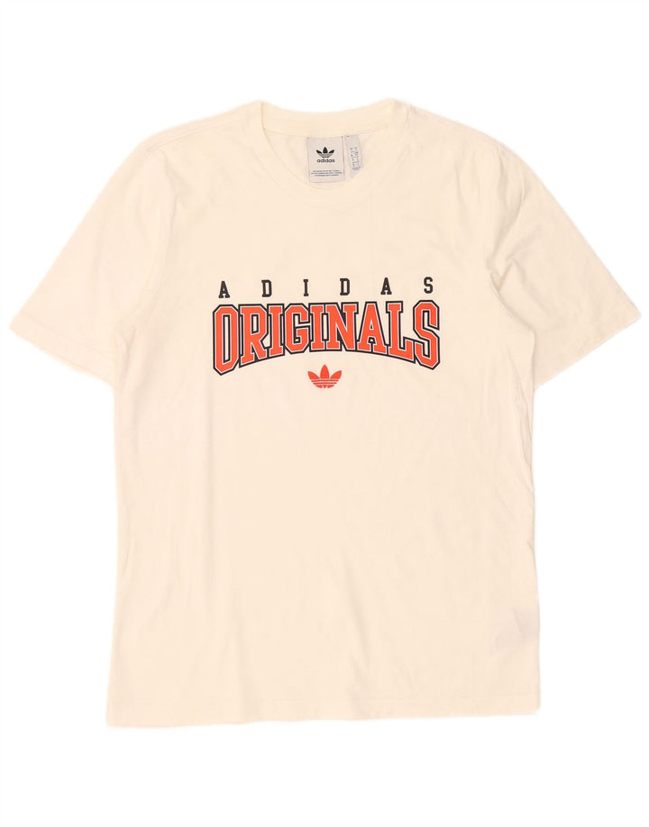Adidas Herren Grafik T-Shirt Top Small Weiß Baumwolle