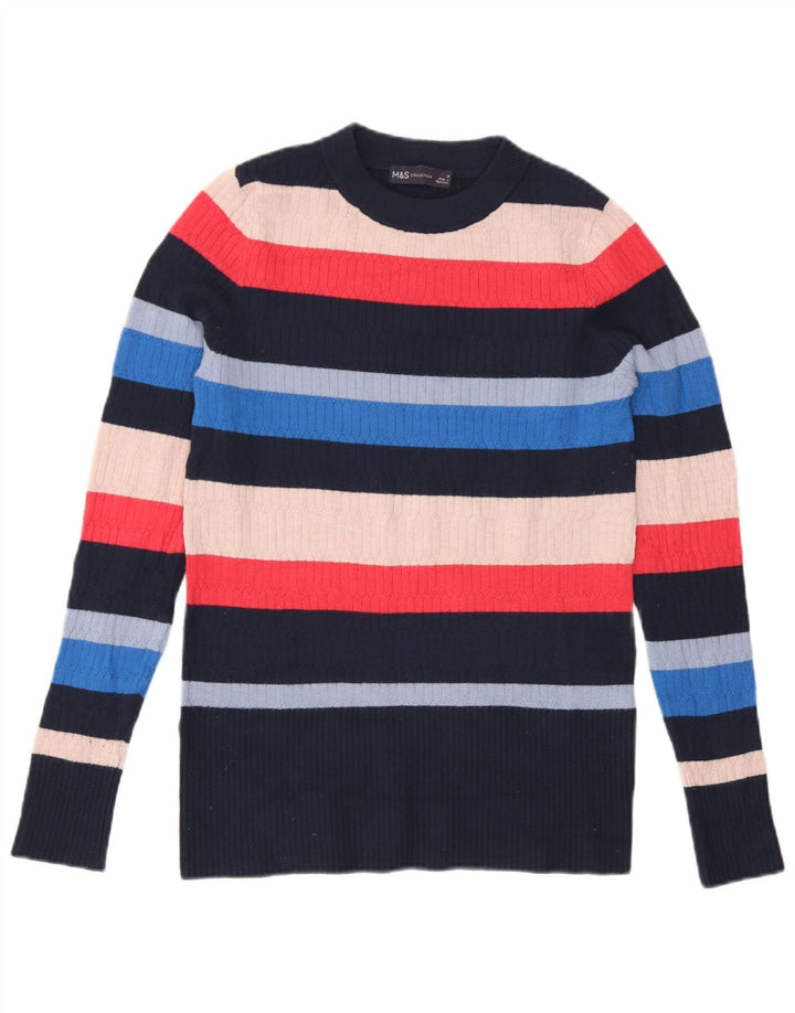 Marks & Spencer Damen-Pullover mit Rundhalsausschnitt, Gr. 10, Größe S, mehrfarbig