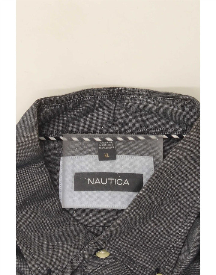 Nautica Herrenhemd XL Grau Baumwolle