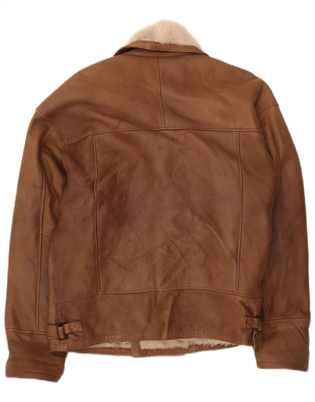 Vintage Herren-Jacke aus zweireihigem Lammfell, UK 40, groß, braun, Farbblock
