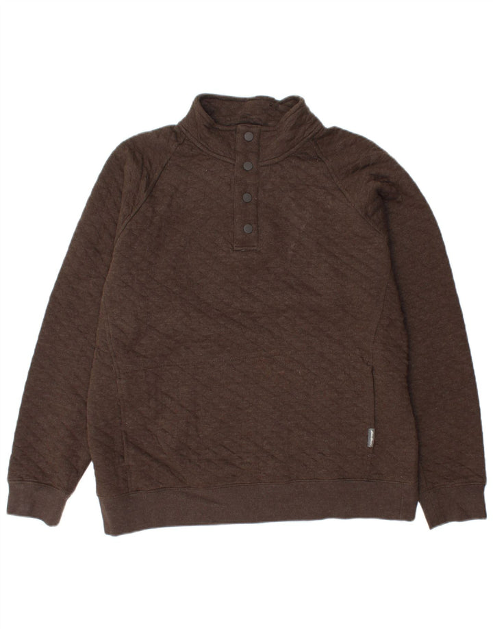 EDDIE BAUER Herren-Sweatshirt mit Knopfkragen, mittelbraune Baumwolle