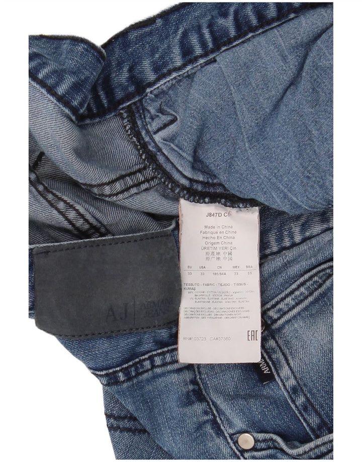 Armani Herren Straight Jeans W33 L34 Blaue Baumwolle