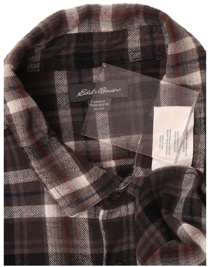 EDDIE BAUER Herren kariertes Flanellhemd XL, braun kariert, Baumwolle