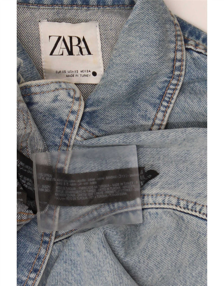Zara Damen Übergroße Jeansjacke UK 6 XS Blaue Baumwolle