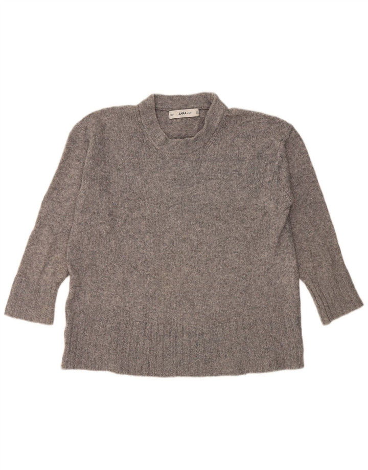 Zara Damen-Pullover mit Rollkragen, übergroß, Gr. 10, Größe S, Grau meliert