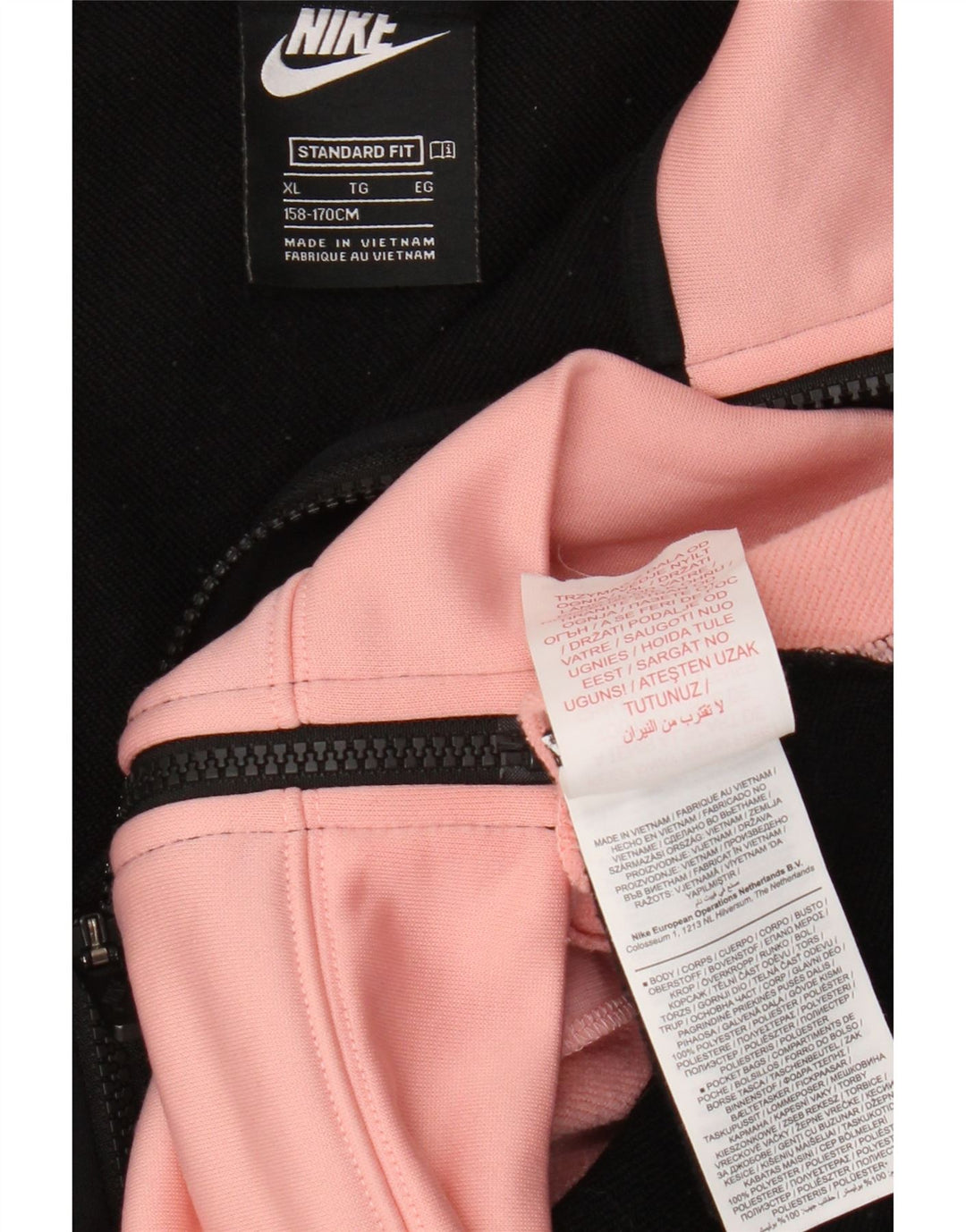 Nike Mädchen-Trainingsanzug-Top-Jacke, 13–14 Jahre, XL, schwarzes Colourblock-Polyester
