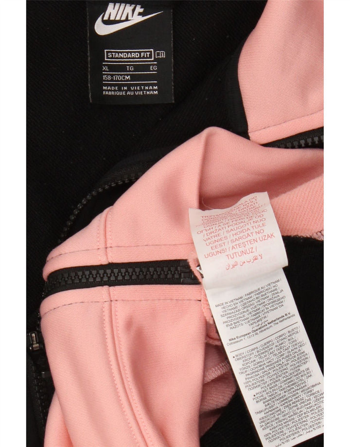 Nike Mädchen-Trainingsanzug-Top-Jacke, 13–14 Jahre, XL, schwarzes Colourblock-Polyester