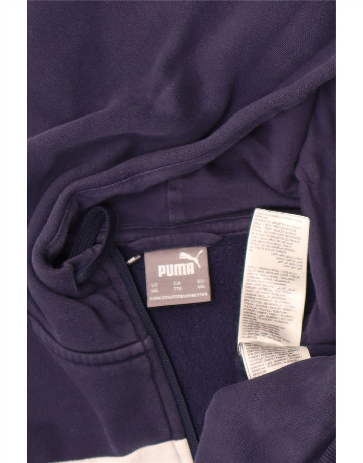 Puma Herren-Kapuzenpullover mit Reißverschluss, 2XL, Marineblau, Farbblock-Polyester