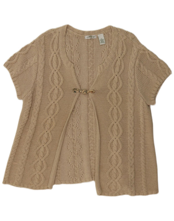 Orvis Damen-Strickjacke mit kurzen Ärmeln, Gr. 18, XL, Beige, Baumwolle