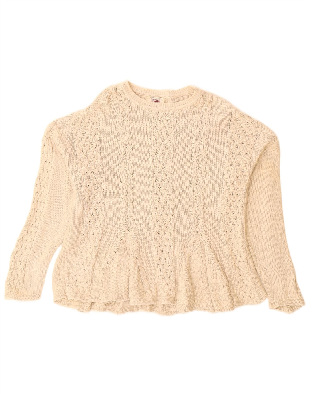 Sisley Damen Relaxed Elegance Rundhalspullover Pullover UK 14 Mittelbeige