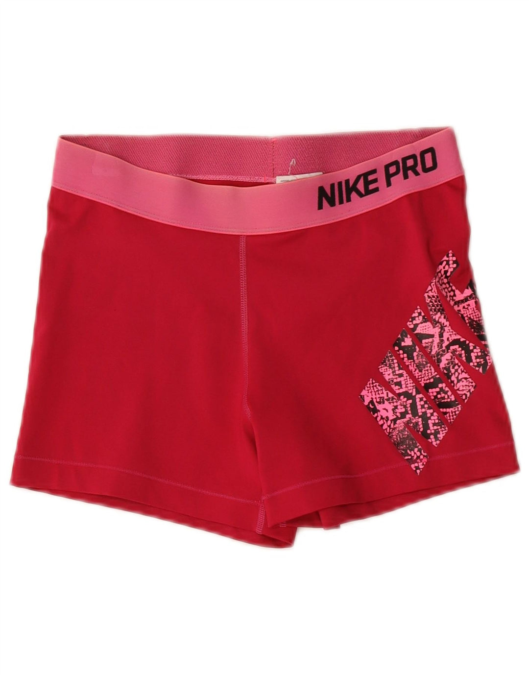 Nike Damen Dri Fit Graphic Sport Shorts UK 16 Large Rot Polyester
