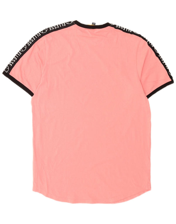 Ellesse Herren Grafik-T-Shirt Top 2XL Pink Colourblock Baumwolle