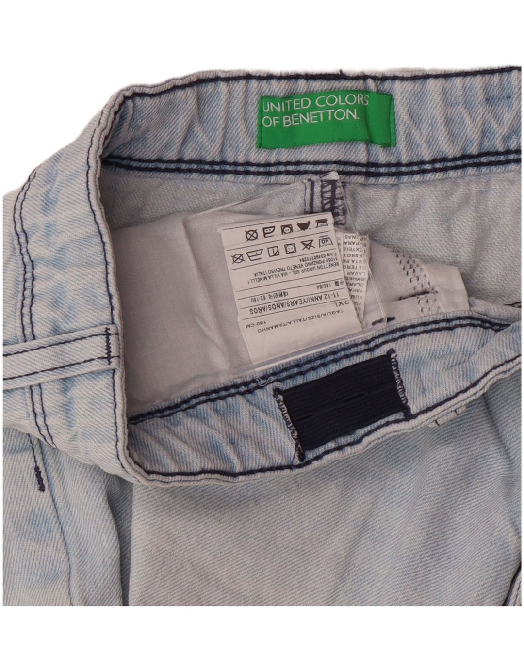 BENETTON Mädchen-Jeansshorts, 11–12 Jahre, 2XL W26, blaue Baumwolle
