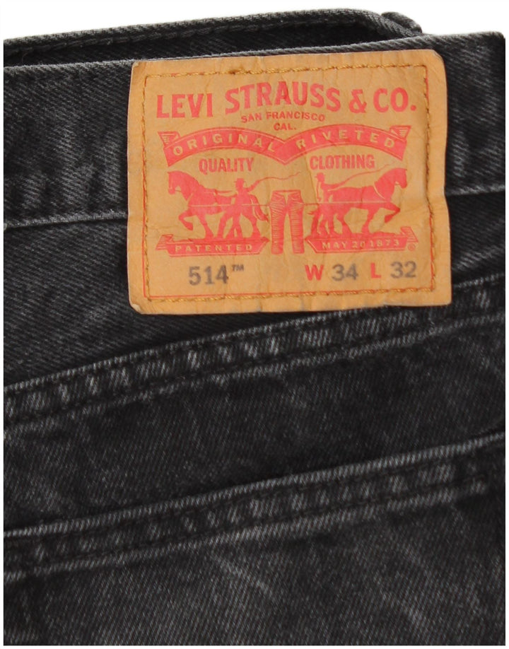 Levi's Herren 514 Straight Jeans W34 L30 Schwarze Baumwolle