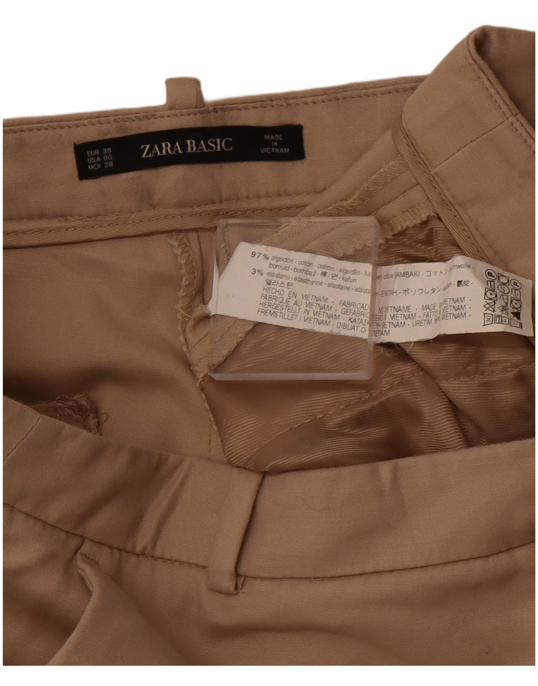 ZARA Damen Basic Tapered Chinohose EU 38 Small W28 L25 Braune Baumwolle