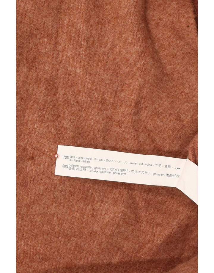 Zara Damen Longline Open Cardigan Pullover UK 14 Mittelbeige Wolle