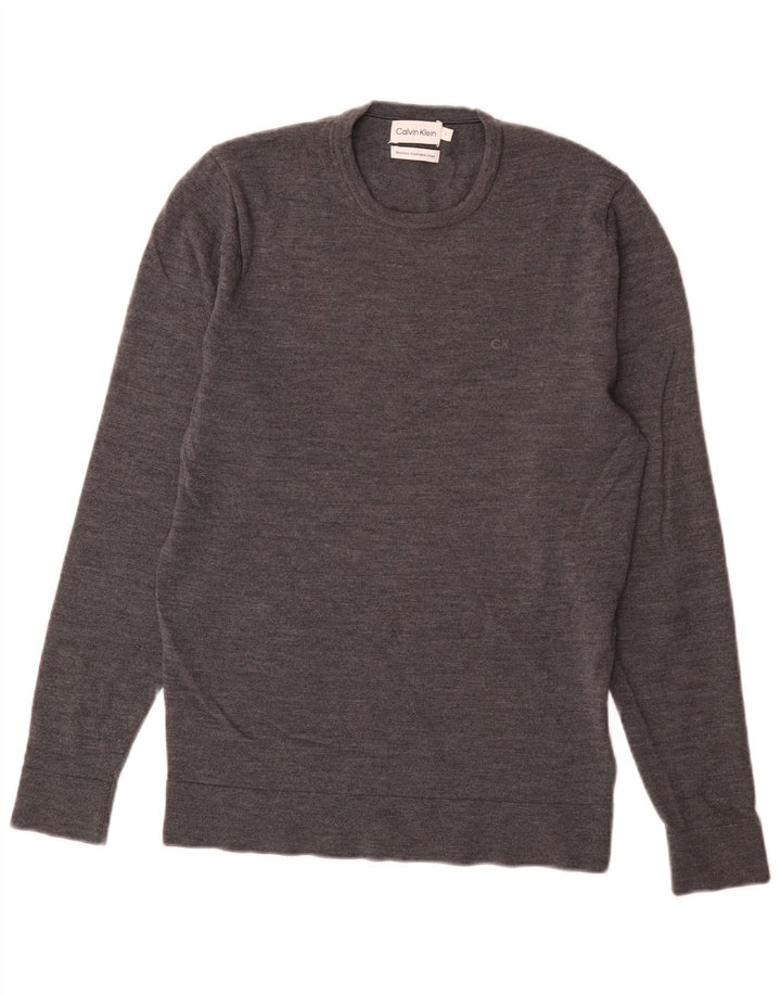 Calvin Klein Herren-Pullover mit Rundhalsausschnitt, kleine graue Wolle