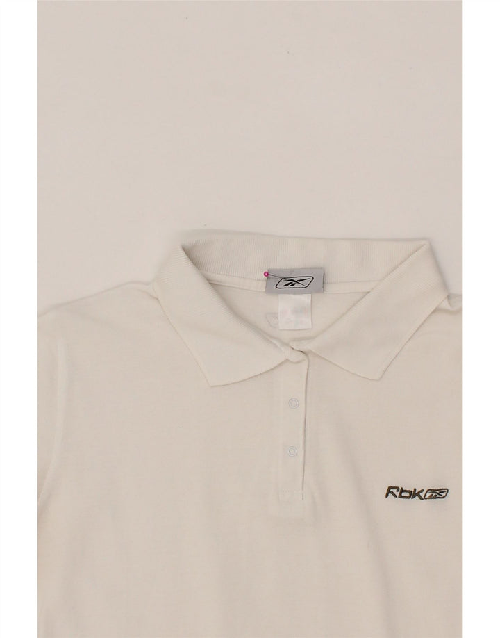REEBOK Womens Polo Shirt UK 14 Large White Vintage Reebok and Second-Hand Reebok from Messina Hembry 