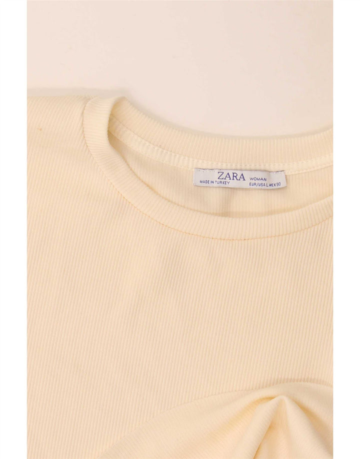 Zara Damen Top Langarm UK 14 Large Beige