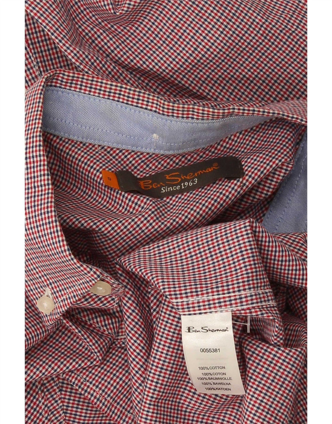 Ben Sherman Herrenhemd, klein, rot, Gingham-Baumwolle