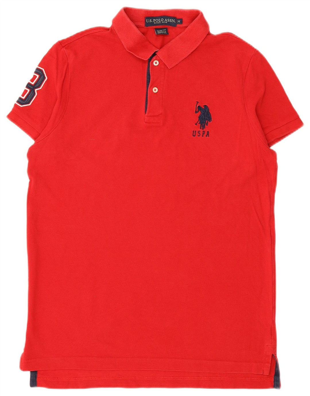 US POLO ASSN. Grafisches Slim-Fit-Poloshirt für Herren aus mittelroter Baumwolle