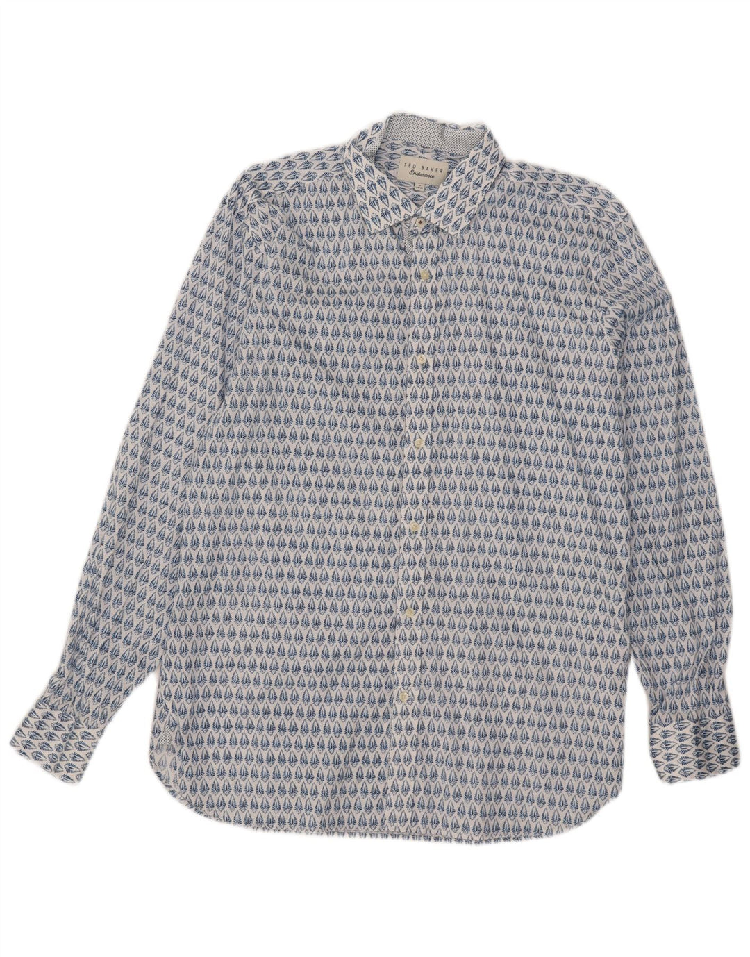 Ted Baker Herrenhemd, Größe 16, groß, blau, geblümt, Baumwolle