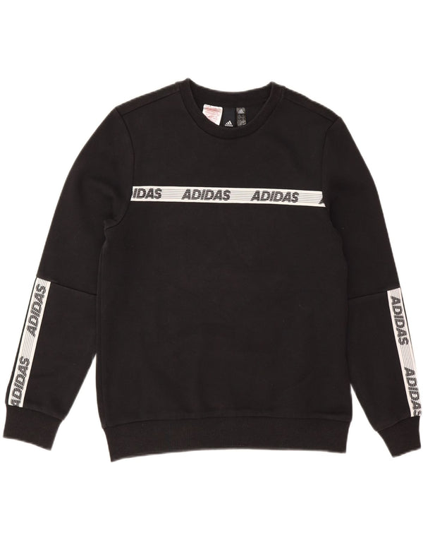 Adidas Jungen Grafik-Sweatshirt-Pullover, 13–14 Jahre, schwarze Farbblock-Baumwolle