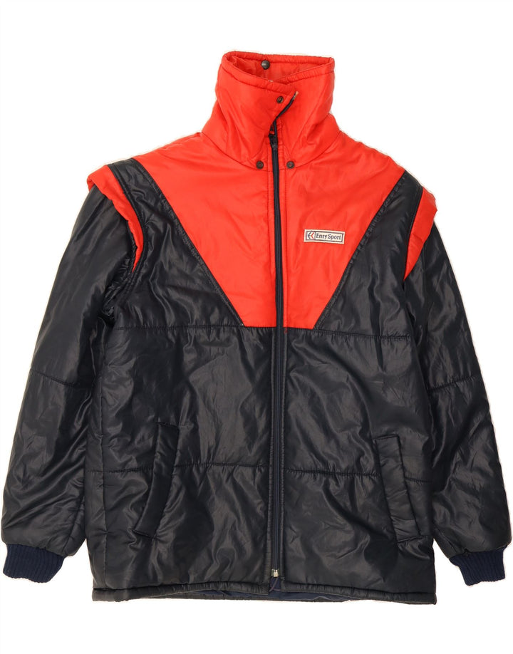 VINTAGE Mens Padded Jacket UK 40 Large Black Colourblock Vintage Vintage and Second-Hand Vintage from Messina Hembry 