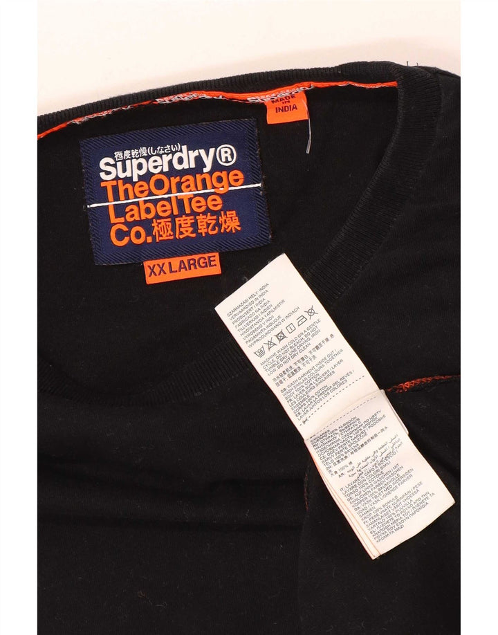Superdry Herren Top Langarm 2XL Schwarz Baumwolle