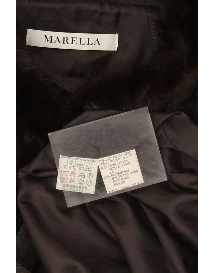 Marella Womens Loose Fit Overcoat UK 14 Große graue Wolle