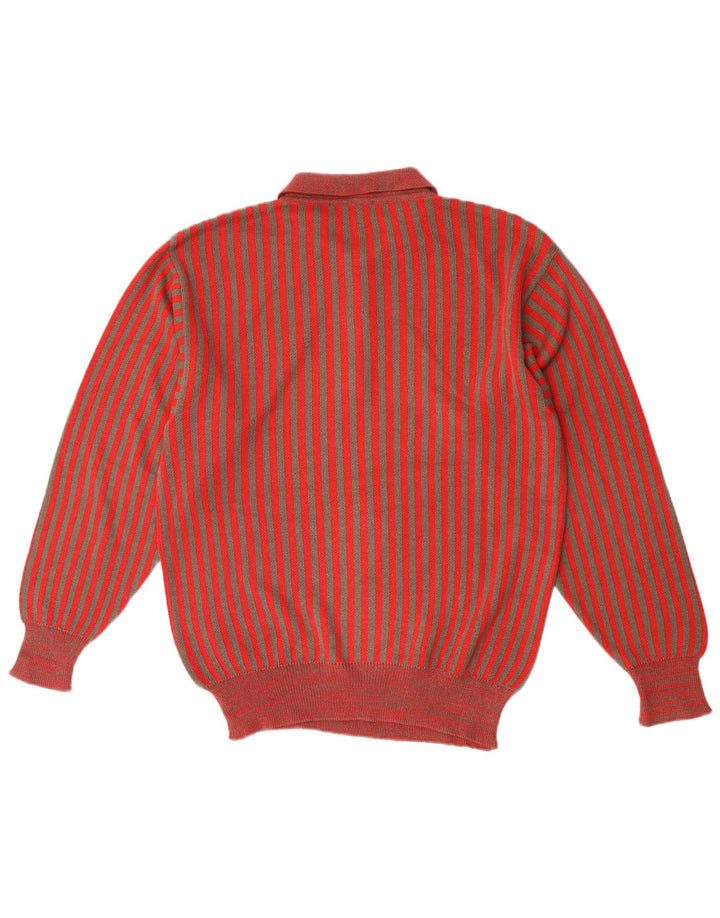 Andrea Celli Herren-Pullover mit Rollkragen, Mittelrot, gestreift, Baumwolle
