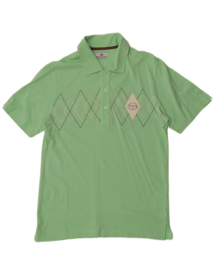 Sergio Tacchini Herren Poloshirt Small Green Argyle/Diamond Cotton