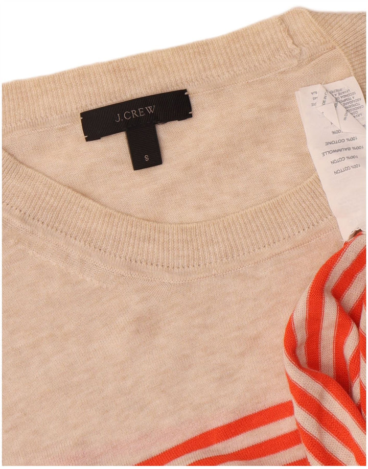J. Crew Damen-Pullover mit Rundhalsausschnitt, US 6, mittelbeige, gestreift, Baumwolle