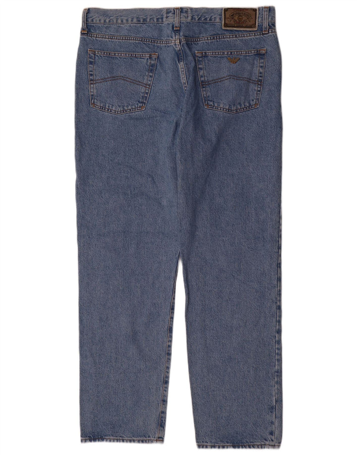 Armani Herren Straight Jeans W36 L33 Blaue Baumwolle